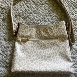 Stylish White & Tan Leopard Print Women's Bag